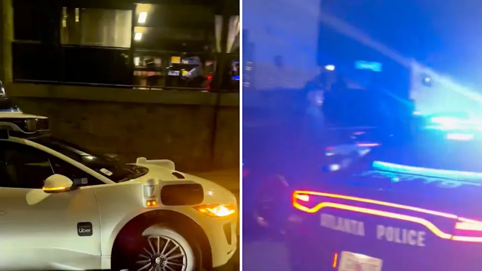 Atlanta police cruiser with blaring sirens gets stuck behind Waymo that will not pull over