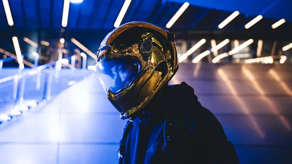 This Gold Chrome Motorcycle Helmet May Be The Boldest Of Statements. The Glare Has To Be Wild