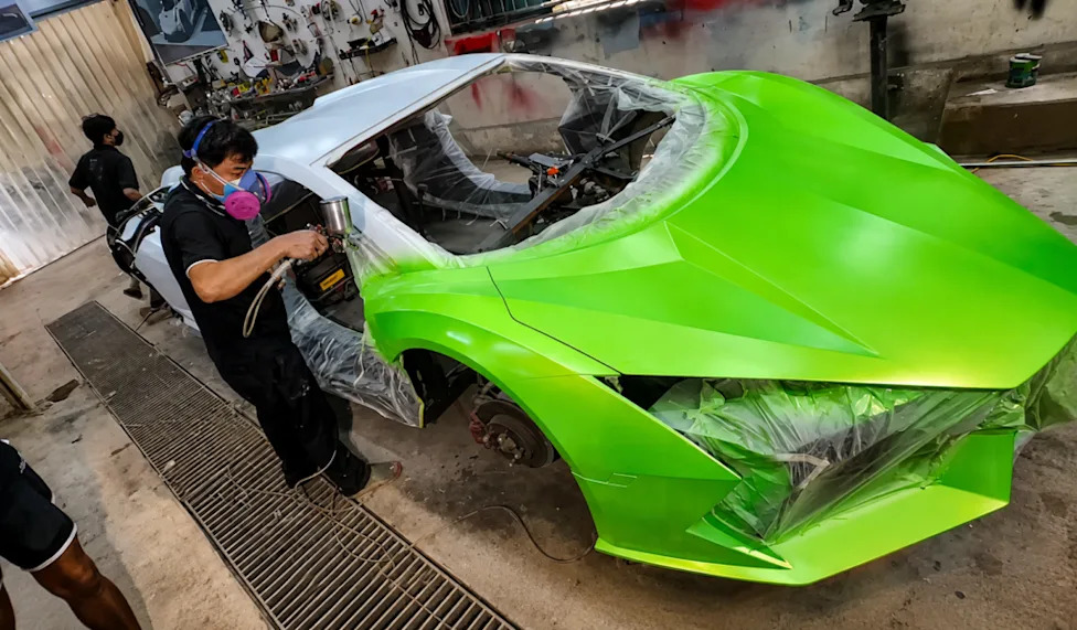 YouTubers Hand-Crafted a Lamborghini Revuelto From Scratch Using Mud, Fiberglass, and an Old Nissan