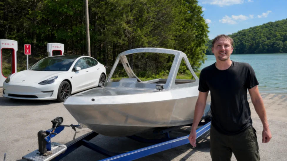 He Turned a Tesla Model 3 Into a Handbuilt Aluminum Jetboat—and It Actually Works