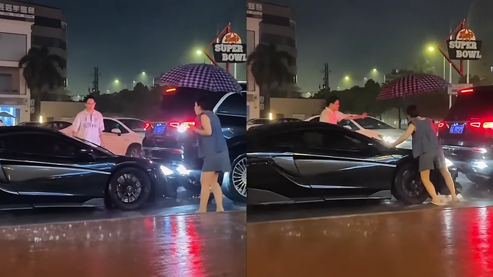 Locked-Out Driver Helplessly Watches His McLaren Repeatedly Ram a Maybach