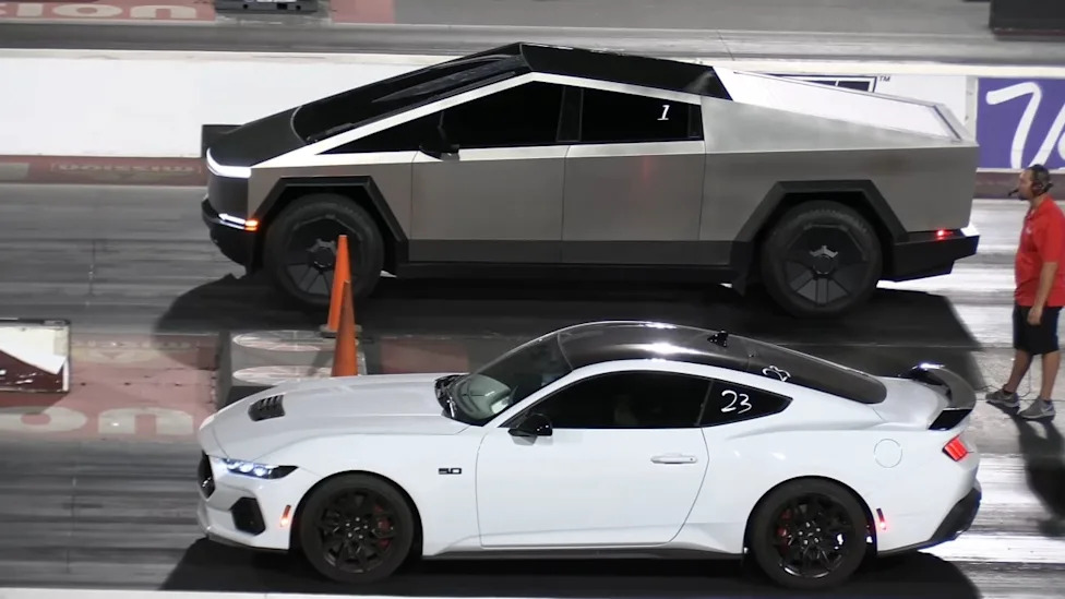 Mustang Owners Might Not Like Watching This Drag Race With a Tesla Cybertruck