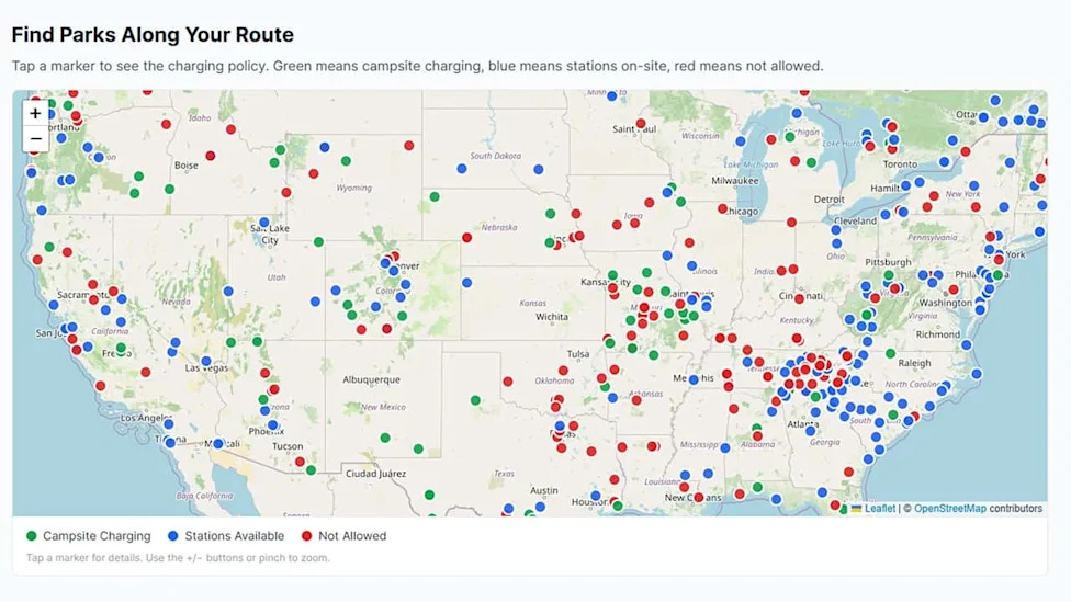 This New Map Exposes Campsites That Ban EV Charging—And Highlights Those That Don’t