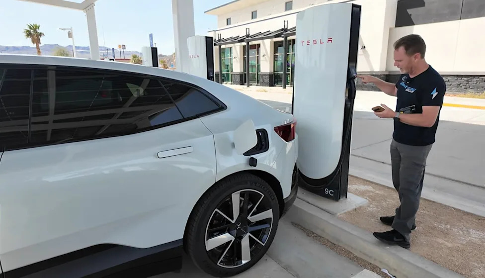 Polestar, Polestar 4 leaves San Diego full, detours onto Route 66, and reaches Las Vegas with one stop