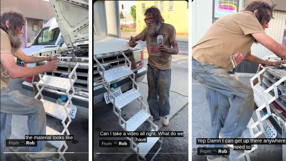 Man Goes Viral After Showing Off Ladder That Makes Working Under His Truck Hood Easier