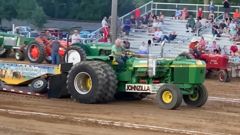 Detroit, John Deere Tractor With V16 Detroit Diesel Tugboat Engine Is a Sled-Pulling Machine