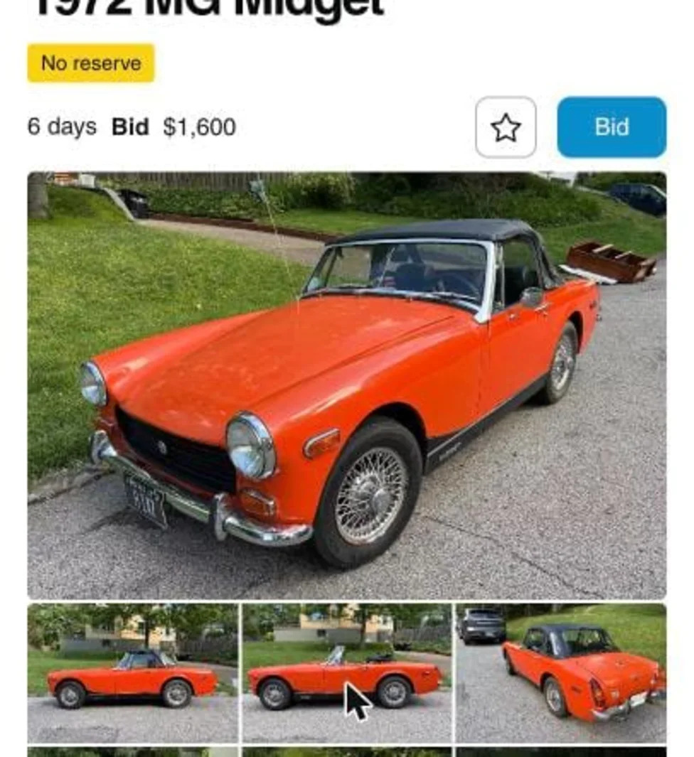 MG, No-Reserve 1972 MG Midget Bidding at $1,600 Offers a Cheap Way Into British Roadster Ownership