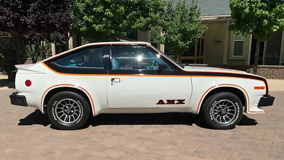 Here's Your Chance To Own An Awesome 1979 AMC Spirit AMX V8 With Flames On The Hood