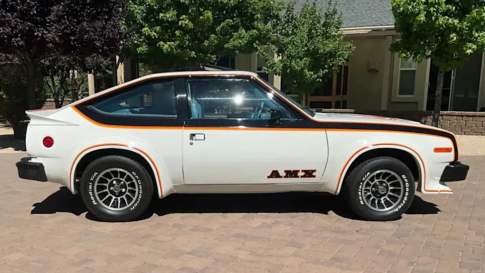 Here's Your Chance To Own An Awesome 1979 AMC Spirit AMX V8 With Flames On The Hood
