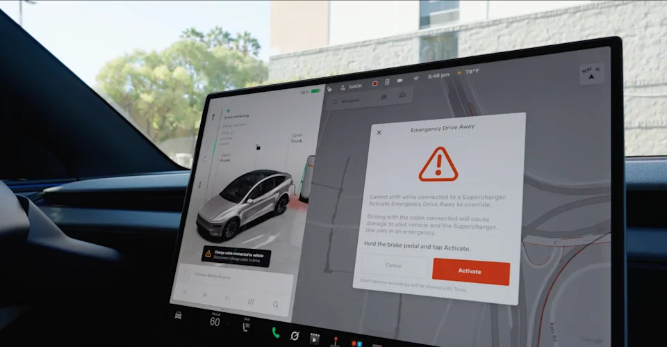 Tesla's New Supercharger Feature Lets You Escape Without Unplugging
