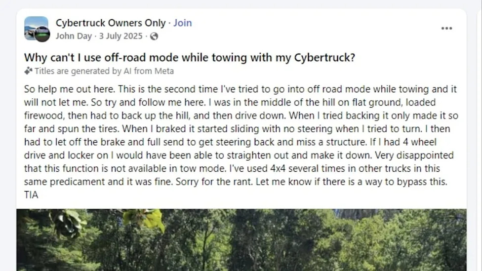 A Tesla Cybertruck Owner Was Told to Just 'Buy a Ford F-150' After a Towing Fail