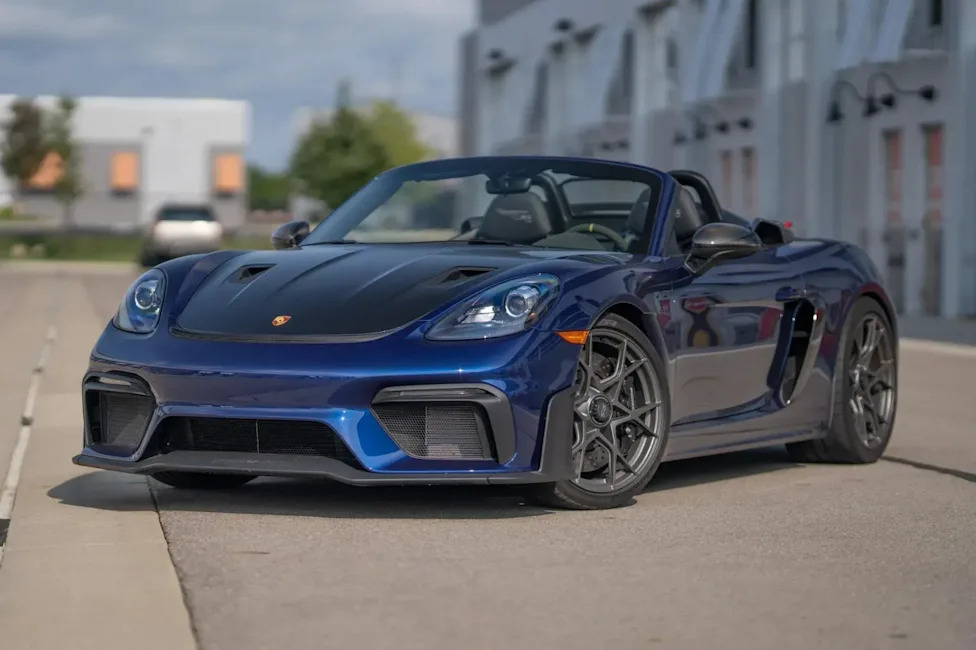 Porsche, This 1,100-Mile Porsche 718 Spyder RS Weissach Is Bidding Well Below Hagerty's Guide