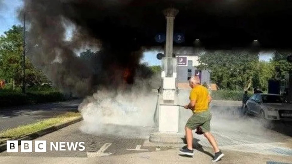 Vintage Pontiac Firebird Bursts Into Flames at Oxfordshire Petrol Station