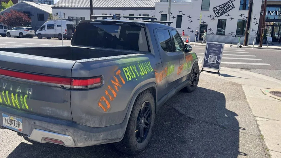 Rivian Owner Spray Paints R1T And Launches “Rivian Is Junk” Website