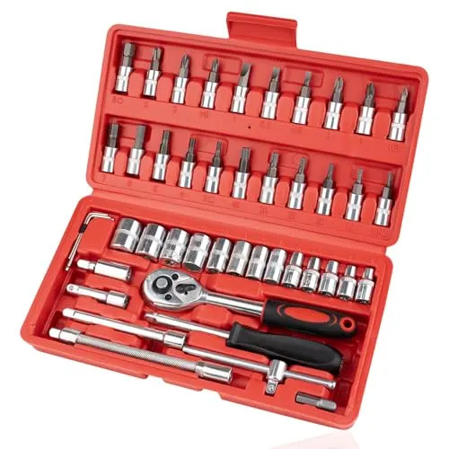 Amazon's 46-Piece Ratchet and Socket Set Is Just $10, and It's 'Perfect for Completing Car Repairs'