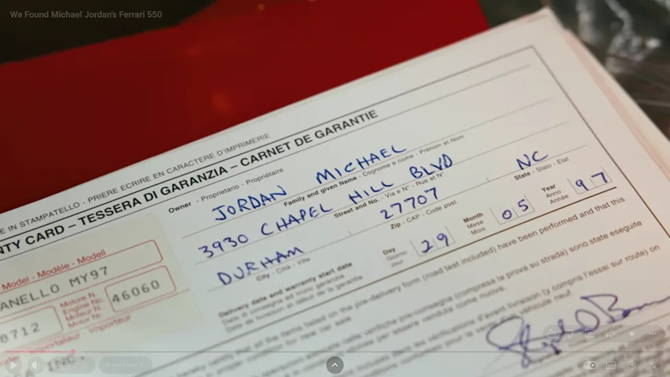 Michael Jordan's Former V12 Ferrari Has Been Found After 24 Years