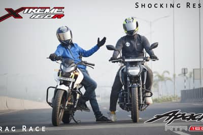 article, autos, cars, can the hero xtreme 160r take down the apache rtr 160 4v in a drag race?