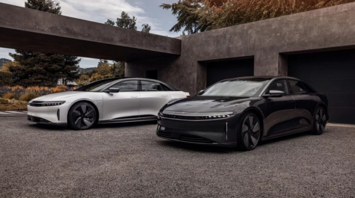 new lucid air variant to debut & stealth look to be on display during monetary car week