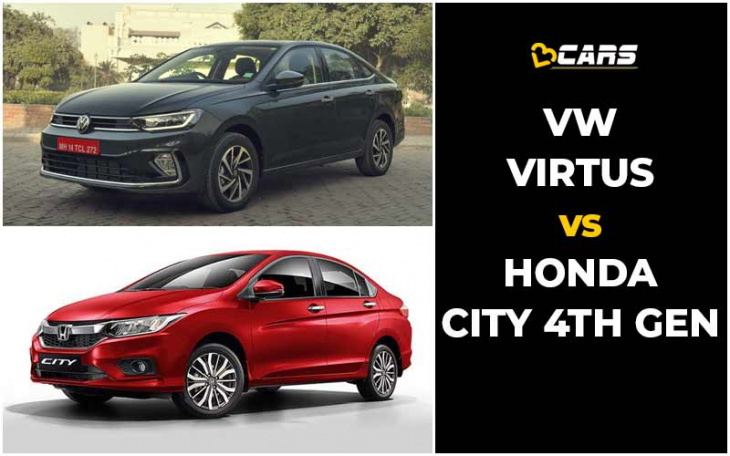 volkswagen virtus vs honda city 4th gen price, engine specs, dimensions comparison