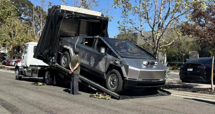 battle-weary tesla cybertruck spotted testing with apparent imaging equipment