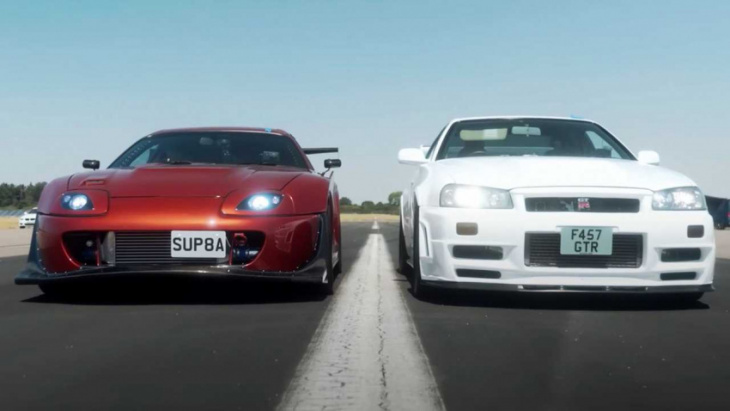 a80 supra vs gt-r r34 drag race proves more power doesn't always win