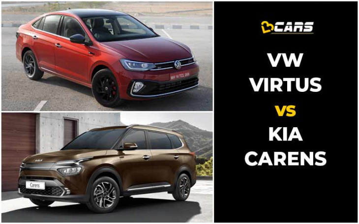 volkswagen virtus vs kia carens price, engine specs, dimensions comparison