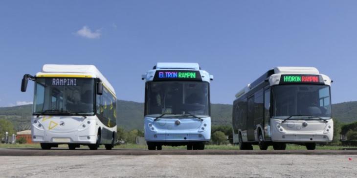 rampini presents h2 fuel cell bus & 2 small electric buses