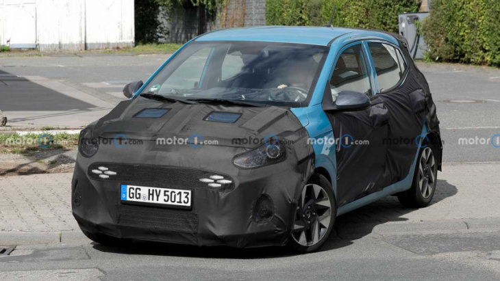 hyundai i10 facelift spied with heavy camo in germany