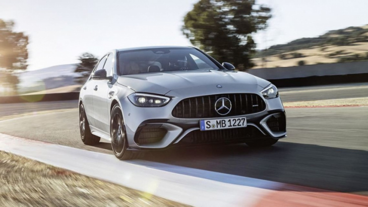 new 2023 mercedes-amg c 63 s e performance loses four cylinders, but gains more power... and weight