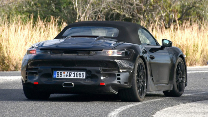 new electric porsche boxster spotted out of the road