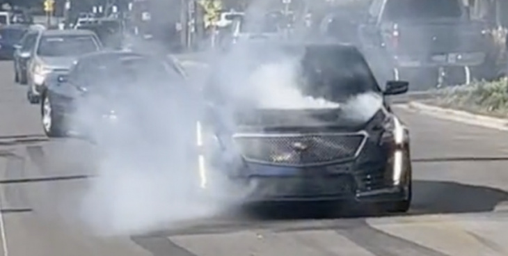 watch this cadillac cts-v grenade itself while doing a burnout