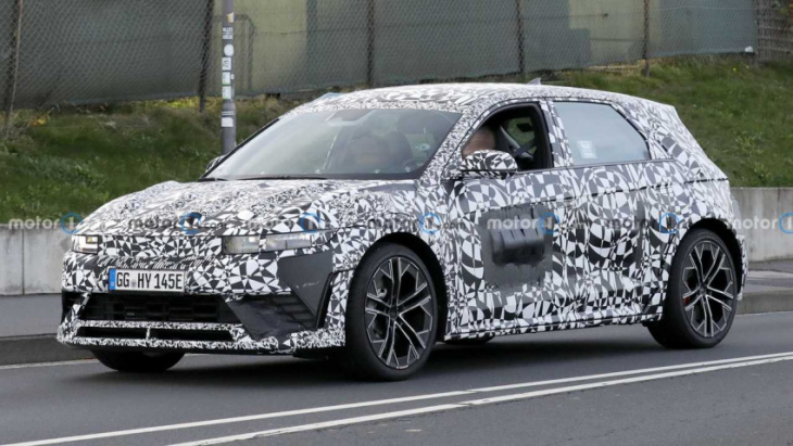 2023 hyundai ioniq 5 n spied with less camouflage around the nurburgring
