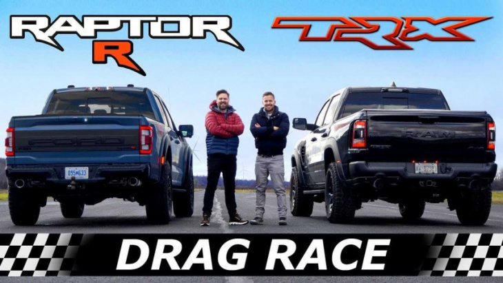 ford f-150 raptor r drag races ram trx for performance truck supremacy
