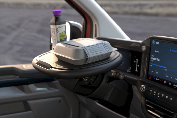 new ford e-tourneo custom ev van lets you turn its steering wheel into a table
