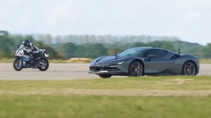 is bmw m 1000 rr quick enough to beat ferrari sf90 in a drag race?