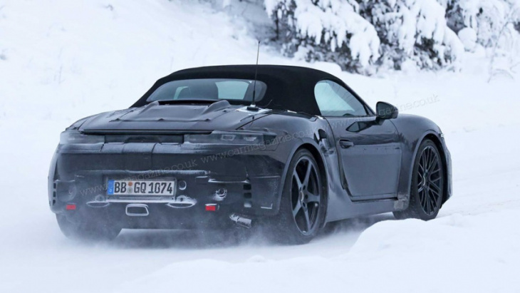 Electric Porsche Boxster spied on chilly winter test 