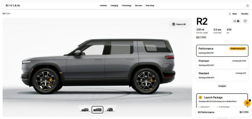 Rivian, Rivian’s R2 Configurator Is Live, And A Spare Tire Costs $755