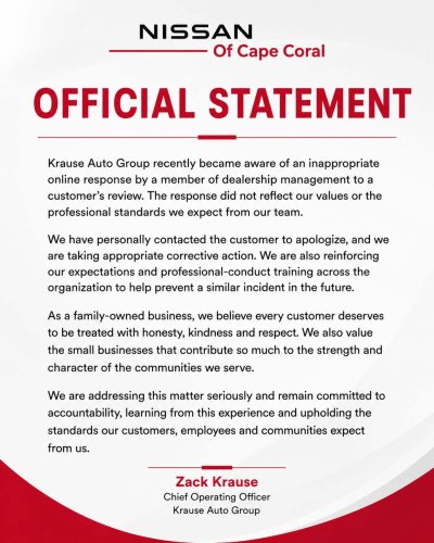 Nissan, GM, Nissan GM Retaliated Over A Customer’s Bad Review, Then 1.4 Million Viewers Returned The Favor