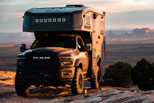 $300K Camper Has A Fold-Out Balcony For The Middle Of Nowhere And A Hemi To Get You There