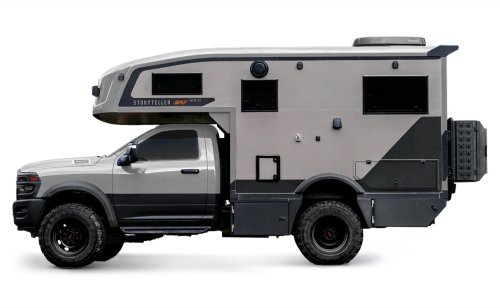$300K Camper Has A Fold-Out Balcony For The Middle Of Nowhere And A Hemi To Get You There