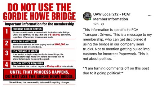 Stellantis Drivers Could Be ‘Disciplined’ For Using Detroit’s New Bridge To Canada
