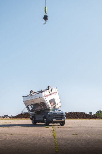 Toyota Crushed The Hilux BEV With A Caravan Because Internet Nostalgia Demanded It