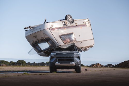 Toyota Crushed The Hilux BEV With A Caravan Because Internet Nostalgia Demanded It