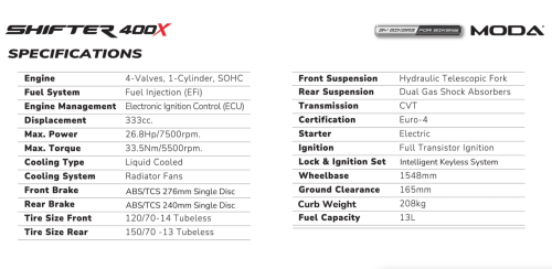 MODA Shifter 400X Dilancarkan, Dari RM23,888