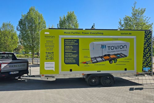 Tovion unveils passenger trailer with integrated electric drive