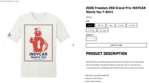 IndyCar Removes America 250 T-Shirt After Backlash, But The Remaining Ones Aren't Great