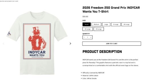 IndyCar, IndyCar Removes America 250 T-Shirt After Backlash, But The Remaining Ones Aren't Great