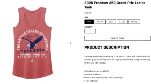 IndyCar Removes America 250 T-Shirt After Backlash, But The Remaining Ones Aren't Great