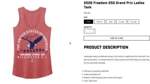 IndyCar, IndyCar Removes America 250 T-Shirt After Backlash, But The Remaining Ones Aren't Great