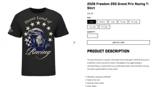 IndyCar, IndyCar Removes America 250 T-Shirt After Backlash, But The Remaining Ones Aren't Great